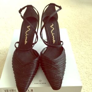 Black Satin Pump Size 8.5